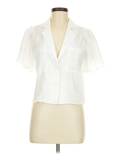 Pre-owned Lulus Short Sleeve Blouse In White