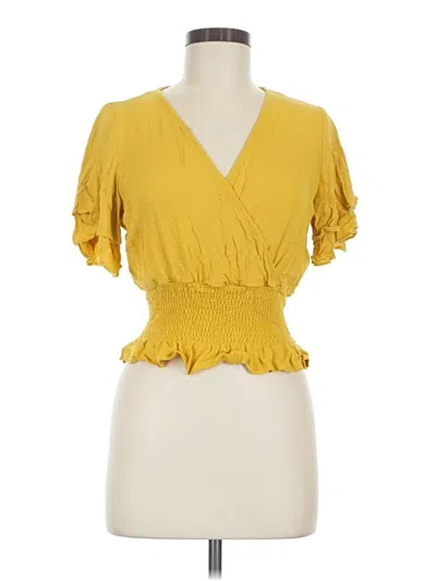 Pre-owned Lulus Short Sleeve Blouse In Yellow