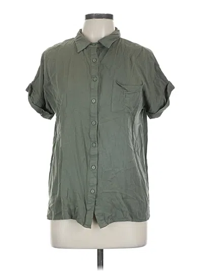 Pre-owned Lulus Short Sleeve Button Down Shirt In Green