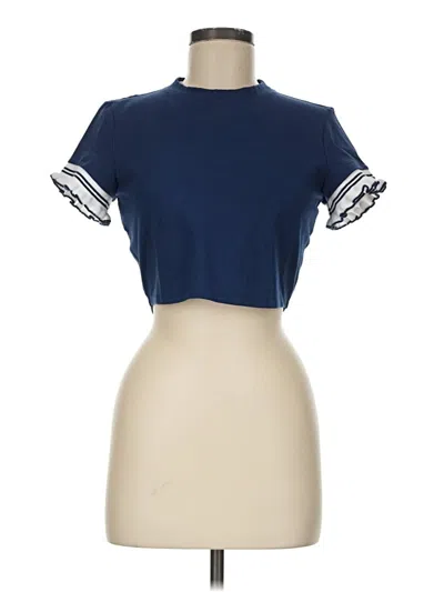 Lulus Short Sleeve Top Blue Mock Neckline Tops