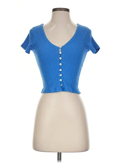 Pre-owned Lulus Short Sleeve Top Blue Sweetheart Neckline Tops