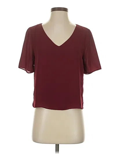 Pre-owned Lulus Short Sleeve Top Burgundy V-neck Tops