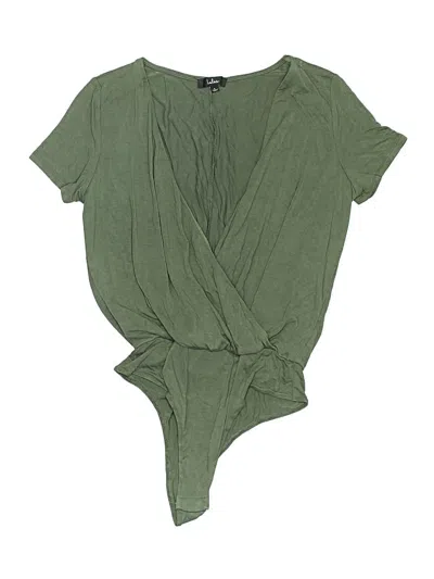 Pre-owned Lulus Short Sleeve Top Green Plunge Neckline Tops