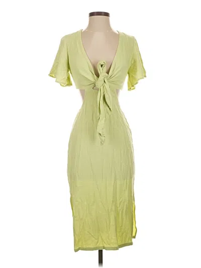Pre-owned Lulus Short Sleeve Top Green Plunge Neckline Tops