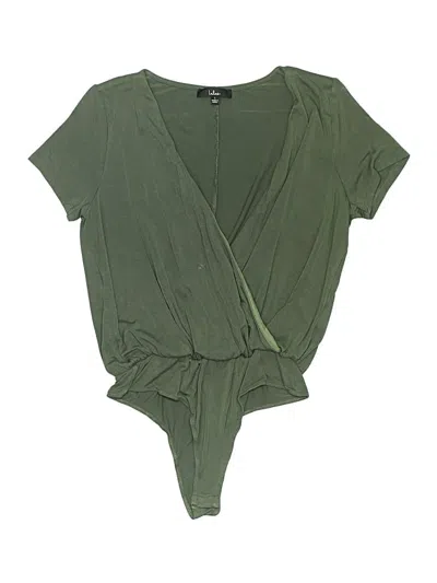 Pre-owned Lulus Short Sleeve Top Green Plunge Neckline Tops