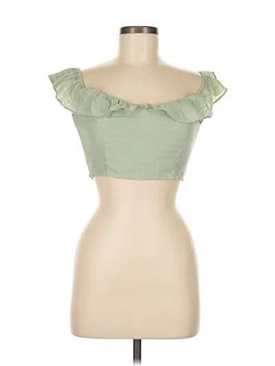 Pre-owned Lulus Short Sleeve Top Green Sweetheart Neckline Tops