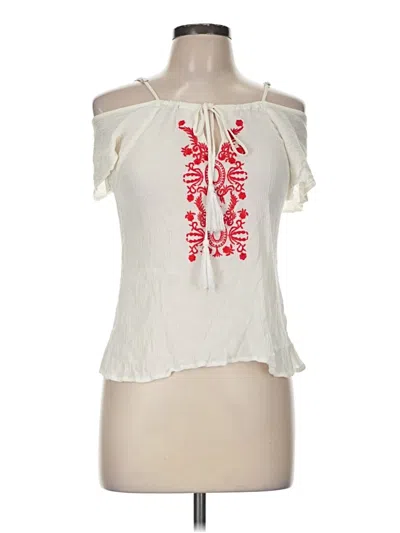 Pre-owned Lulus Short Sleeve Top Ivory Cold Shoulder Neckline Tops