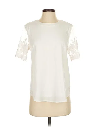 Pre-owned Lulus Short Sleeve Top Ivory Crew Neck Tops In White