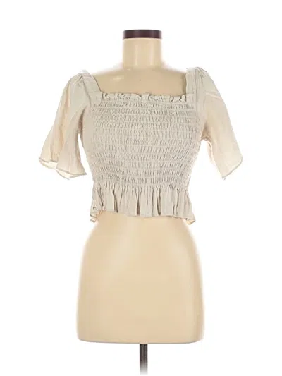 Pre-owned Lulus Short Sleeve Top Ivory Square Neckline Tops In White