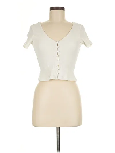 Pre-owned Lulus Short Sleeve Top Ivory Sweetheart Neckline Tops In White