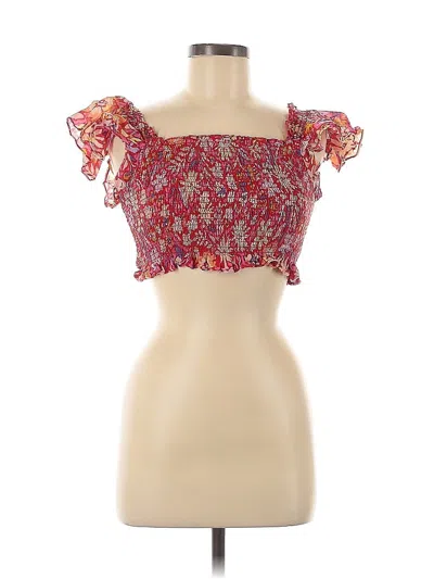 Pre-owned Lulus Short Sleeve Top Pink Strapless Neckline Tops