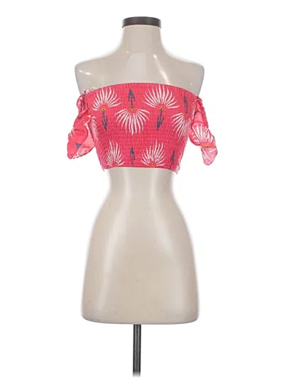 Pre-owned Lulus Short Sleeve Top Pink Strapless Neckline Tops