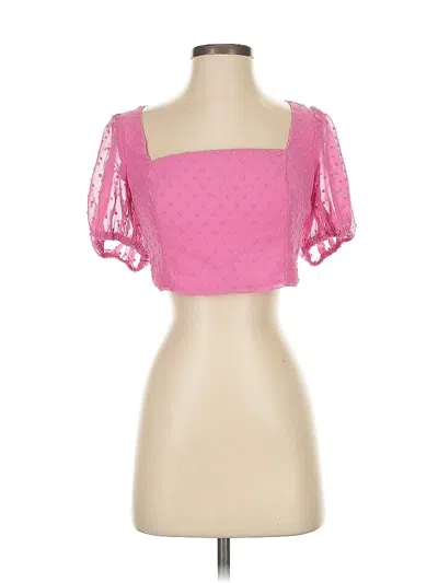 Pre-owned Lulus Short Sleeve Top Pink Sweetheart Neckline Tops
