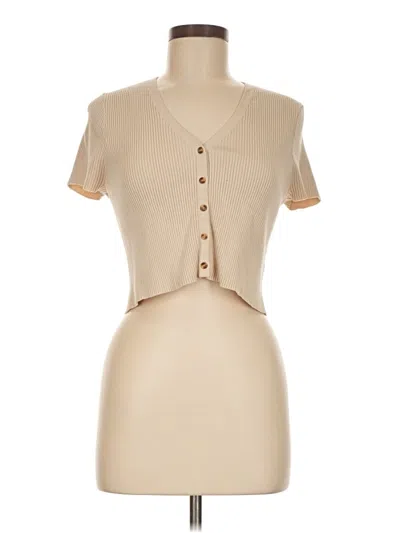 Pre-owned Lulus Short Sleeve Top Tan Sweetheart Neckline Tops In Brown