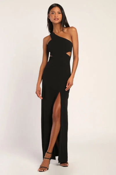 Lulus Show-stopping Style Black One-shoulder Cutout Maxi Dress