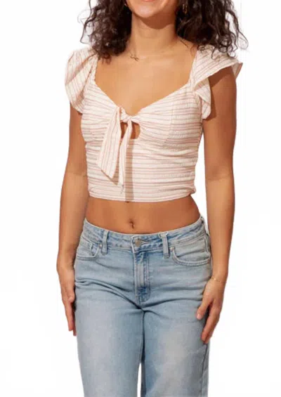 Lulus Sienna Tie Front Top In Pink Stripe