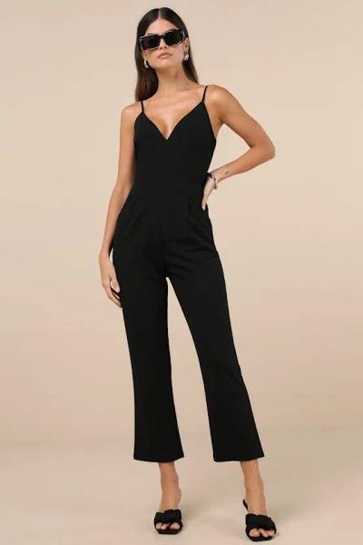 Lulus Signature Cutie Black V-neck Sleeveless Jumpsuit