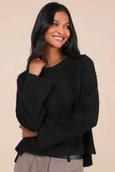 Lulus Signature Sunday Black Raglan Sleeve Pullover Sweater