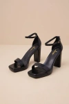 Lulus Guesty Black Velvet Lace-up High Heel Sandal Heels In Black