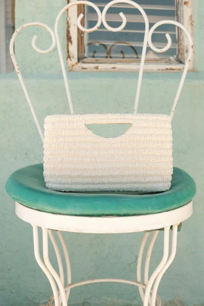 Lulus Silfra Teal Ivory Beaded Crossbody Clutch In Blue