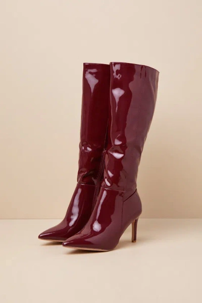 Lulus Silva Red Patent Pointed-toe Knee-high Boots