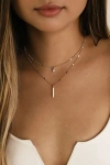 Lulus Simple Admiration Gold Rhinestone Layered Necklace In Gold