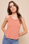 LULUS SIMPLE AND CAREFREE TERRA COTTA RIBBED POINTELLE TANK TOP