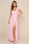 Lulus Simply Delightful Pink Tie-back Flutter Sleeve Maxi Dress In Pink