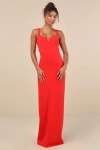 Lulus Simply Desirable Red Sleeveless Cutout Column Maxi Dress In Red