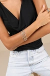 Lulus Simply Glamorous Silver Layered Rhinestone Chain Bracelet In Silver