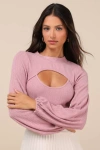 Lulus Simply Ideal Mauve Cutout Long Sleeve Top In Mauve