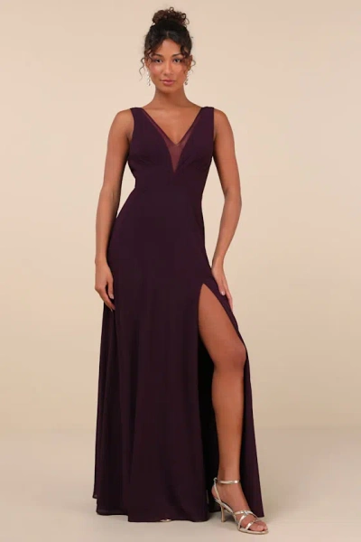 Lulus Simply Immaculate Dark Purple Backless Maxi Dress