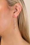 Lulus Simply Memorable Gold Pearl Threader Earrings In Gold