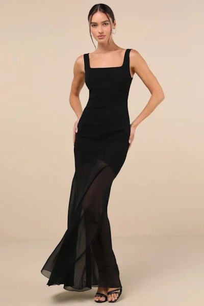 Lulus Sincerely Exemplary Black Sleeveless Trumpet Hem Maxi Dress