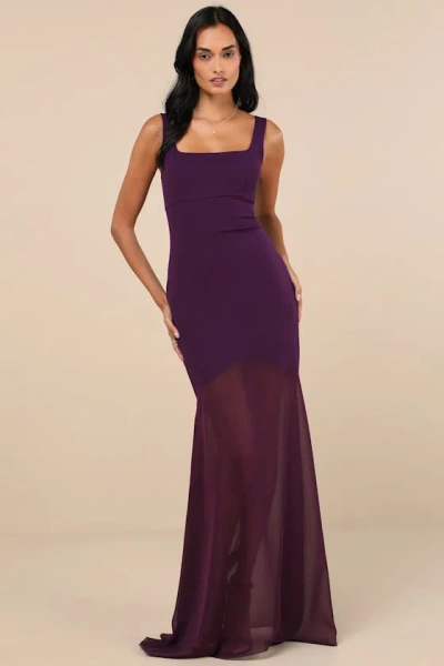 Lulus Sincerely Exemplary Purple Sleeveless Trumpet Hem Maxi Dress