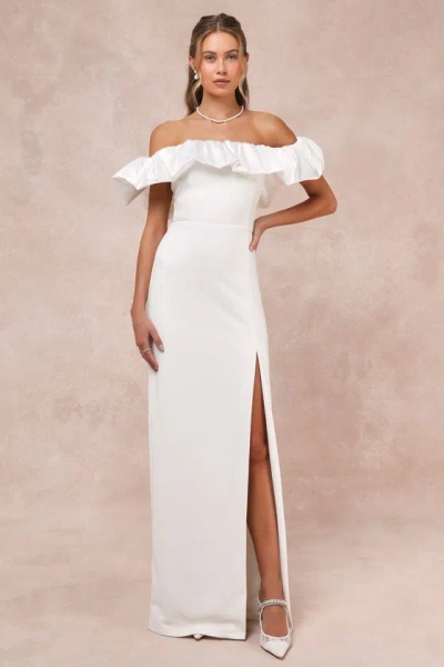 Lulus Sincerely Passionate White Ruffled Off-the-shoulder Maxi Dress
