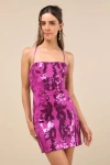Lulus Sincerest Shine Magenta Purple Sequin Lace-up Mini Dress In Magenta