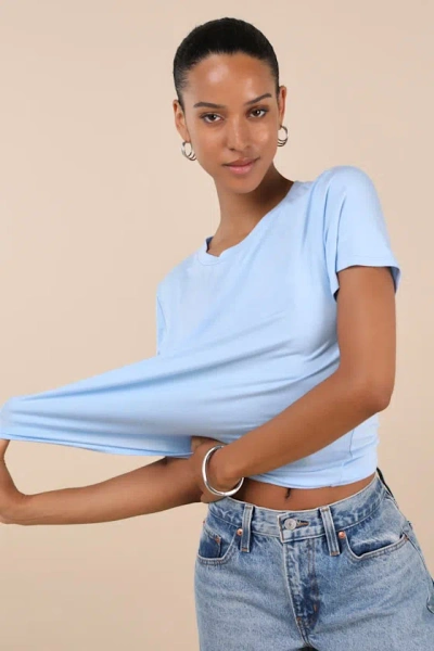 Lulus Skyra Light Blue Crew Neck Tee