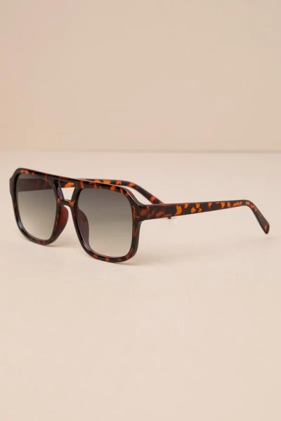 Lulus Sleek Living Brown Tortoise Aviator Sunglasses