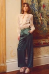 Lulus Sleek Statement Emerald Green Satin High Rise Wide-leg Trousers In Emerald Green