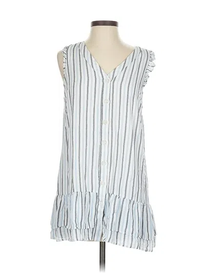 Pre-owned Lulus Sleeveless Button Down Shirt In Blue