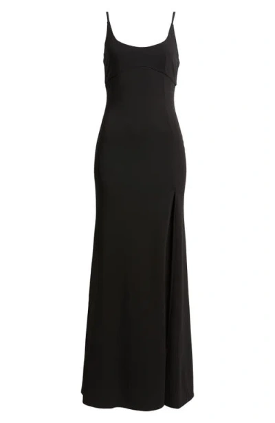 Lulus Sleeveless Side Slit Gown In Black