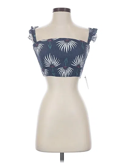 Lulus Sleeveless Top Blue Strapless Neckline Tops