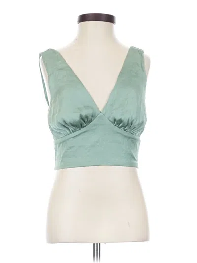 Pre-owned Lulus Sleeveless Top Green Plunge Neckline Tops