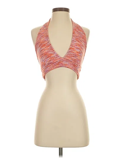 Pre-owned Lulus Sleeveless Top Orange Halter Neckline Tops