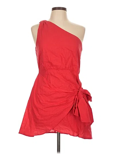 Lulus Sleeveless Top Red One Shoulder Neckline Tops In Multi