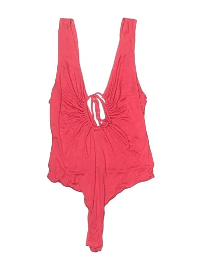 Pre-owned Lulus Sleeveless Top Red Plunge Neckline Tops