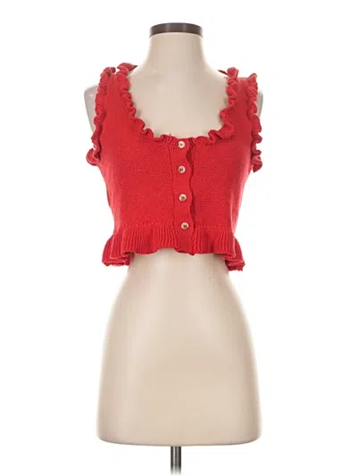 Pre-owned Lulus Sleeveless Top Red Ruffles Neckline Tops