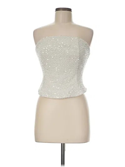 Pre-owned Lulus Sleeveless Top Silver Strapless Neckline Tops