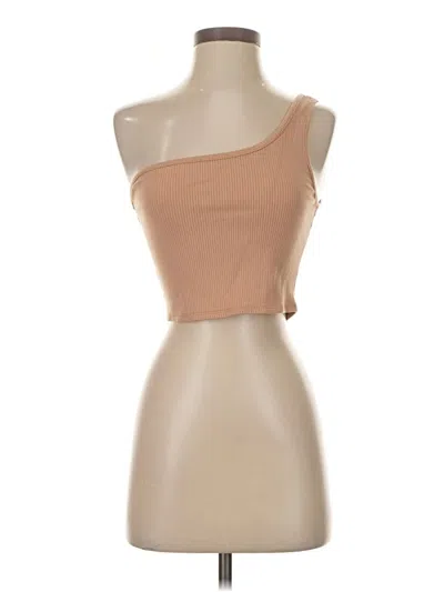 Pre-owned Lulus Sleeveless Top Tan One Shoulder Neckline Tops
